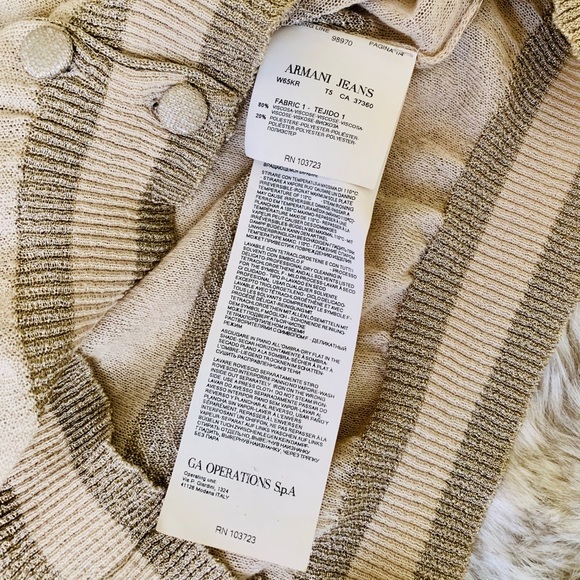 Armani Sheer Transparent Striped Gold Cardigan Sweater - Picture 8 of 8